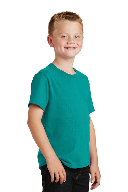 Port & Company - Youth Core Cotton Tee. PC54Y - Bright Aqua - Union Prints
