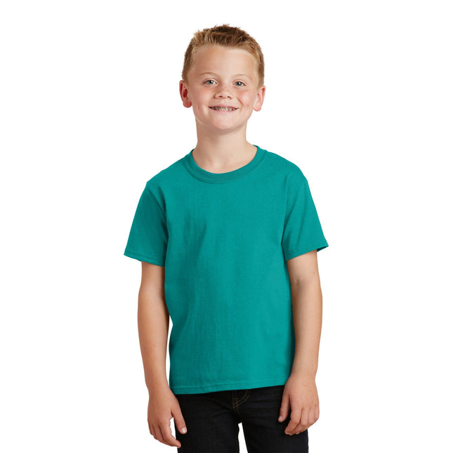 Port & Company - Youth Core Cotton Tee. PC54Y - Bright Aqua - Union Prints