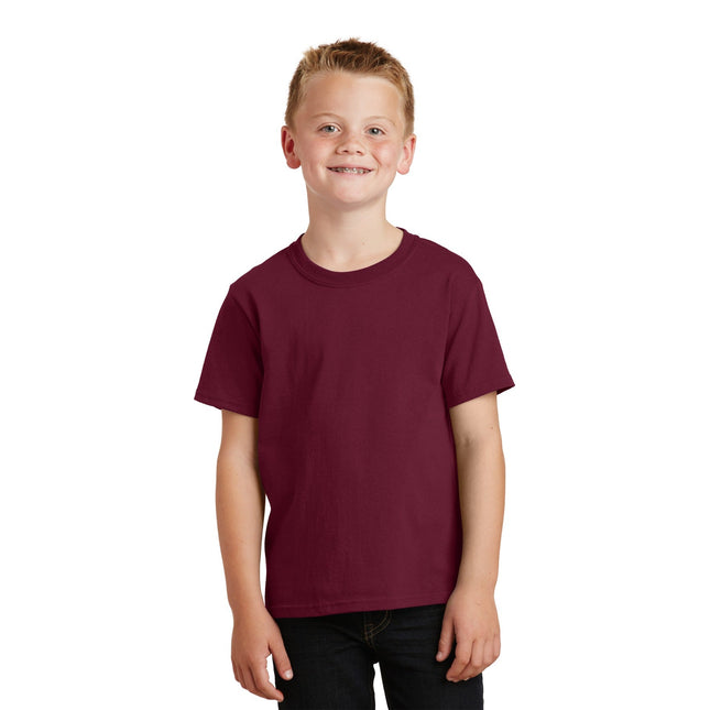 Port & Company - Youth Core Cotton Tee. PC54Y - Cardinal - Union Prints
