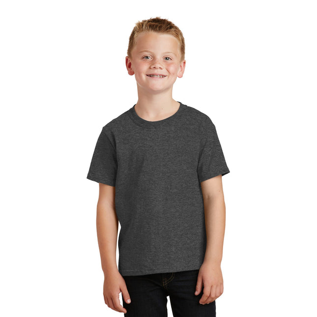 Port & Company - Youth Core Cotton Tee. PC54Y - Dark Heather Grey - Union Prints