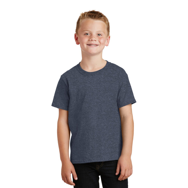 Port & Company - Youth Core Cotton Tee. PC54Y - Heather Navy - Union Prints