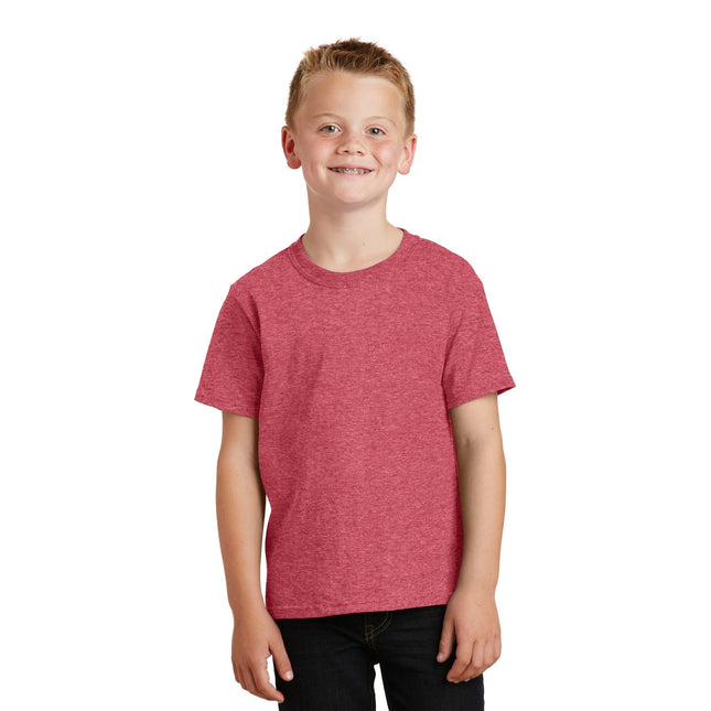 Port & Company - Youth Core Cotton Tee. PC54Y - Heather Red - Union Prints