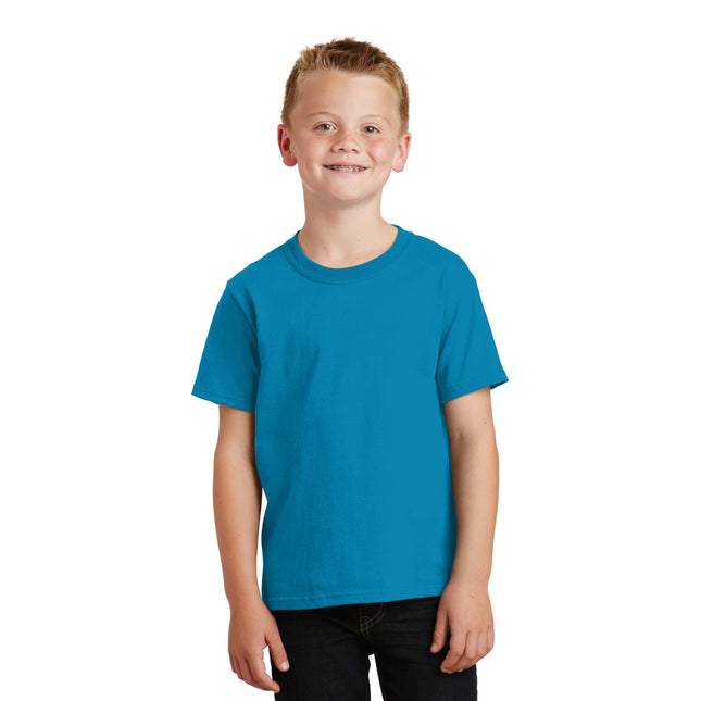 Port & Company - Youth Core Cotton Tee. PC54Y - Neon Blue - Union Prints