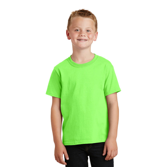 Port & Company - Youth Core Cotton Tee. PC54Y - Neon Green - Union Prints