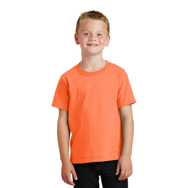 Port & Company - Youth Core Cotton Tee. PC54Y - Neon Orange - Union Prints