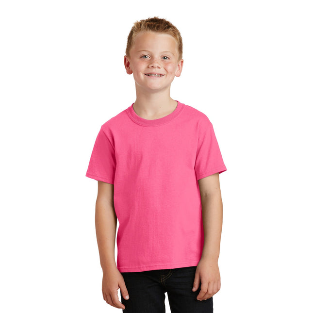 Port & Company - Youth Core Cotton Tee. PC54Y - Neon Pink - Union Prints