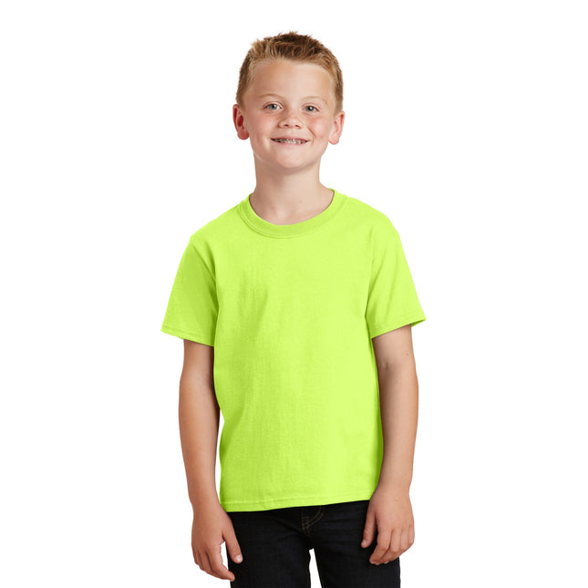 Port & Company - Youth Core Cotton Tee. PC54Y - Neon Yellow - Union Prints