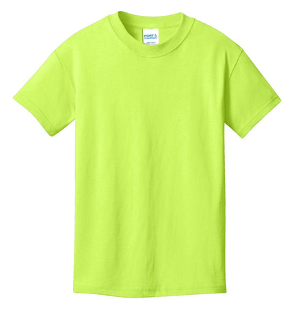 Port & Company - Youth Core Cotton Tee. PC54Y - Neon Yellow - Union Prints