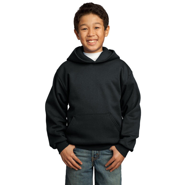 Port & Company - Youth Core Fleece Pullover Hooded Sweatshirt. PC90YH - Jet Black - Union Prints