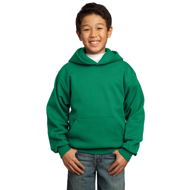Port & Company - Youth Core Fleece Pullover Hooded Sweatshirt. PC90YH - Kelly Green - Union Prints