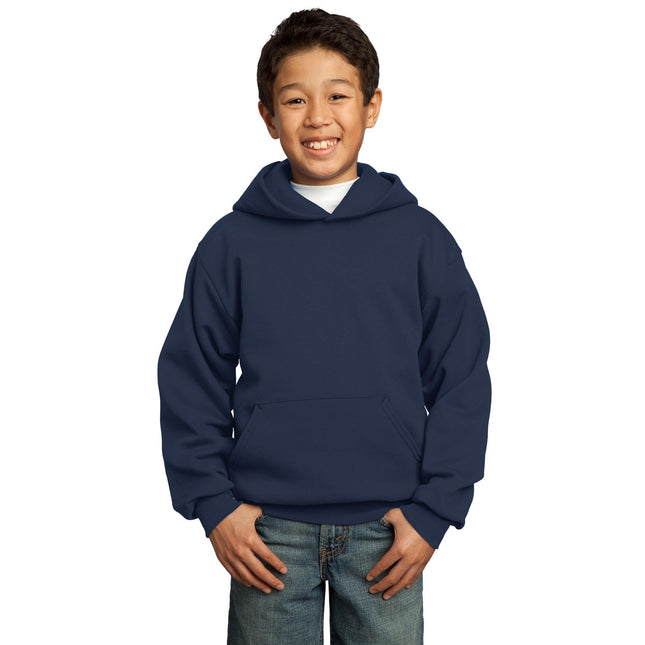 Port & Company - Youth Core Fleece Pullover Hooded Sweatshirt. PC90YH - Navy - Union Prints
