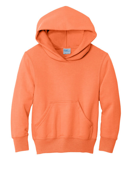 Port & Company - Youth Core Fleece Pullover Hooded Sweatshirt. PC90YH - Neon Orange - Union Prints