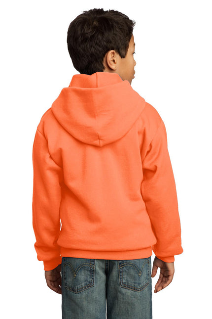 Port & Company - Youth Core Fleece Pullover Hooded Sweatshirt. PC90YH - Neon Orange - Union Prints