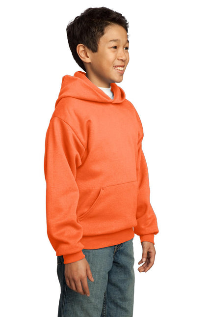 Port & Company - Youth Core Fleece Pullover Hooded Sweatshirt. PC90YH - Neon Orange - Union Prints