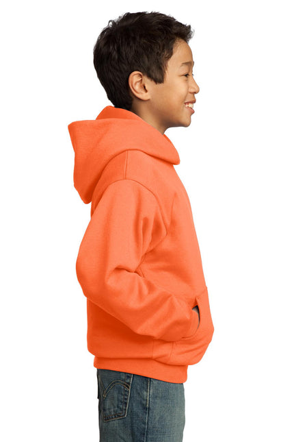 Port & Company - Youth Core Fleece Pullover Hooded Sweatshirt. PC90YH - Neon Orange - Union Prints