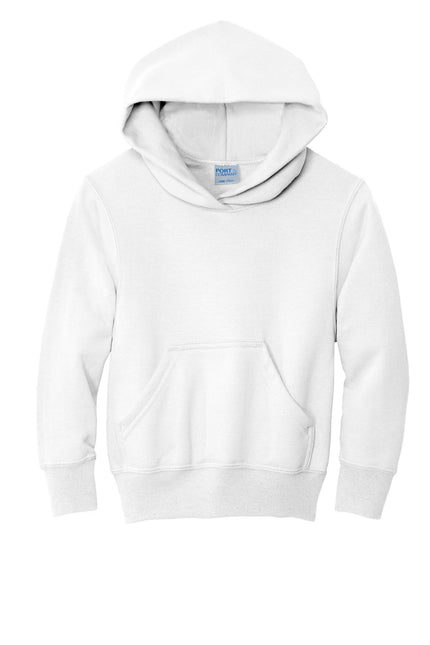 Port & Company - Youth Core Fleece Pullover Hooded Sweatshirt. PC90YH - White - Union Prints