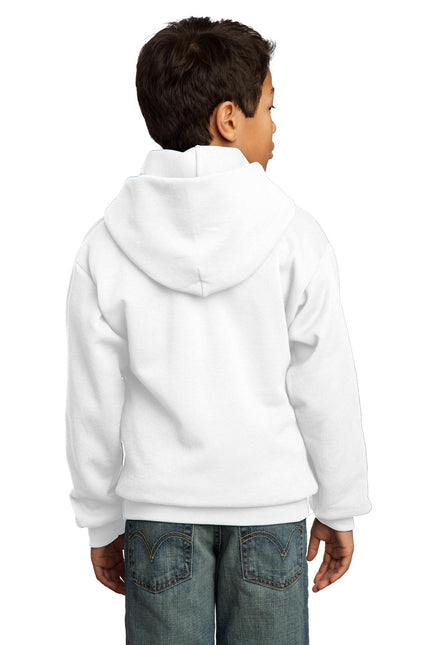 Port & Company - Youth Core Fleece Pullover Hooded Sweatshirt. PC90YH - White - Union Prints