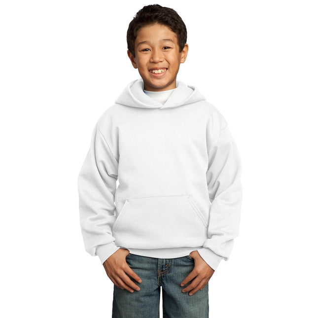 Port & Company - Youth Core Fleece Pullover Hooded Sweatshirt. PC90YH - White - Union Prints