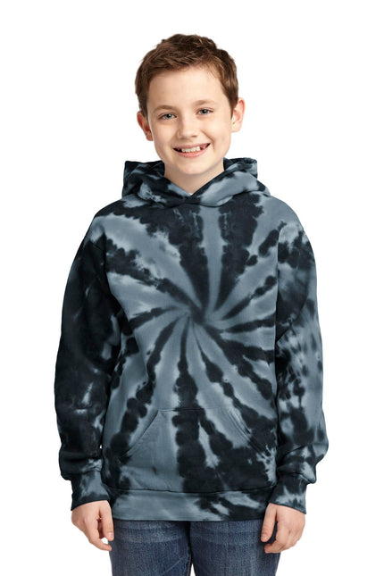 Port & Company Youth Tie-Dye Pullover Hooded Sweatshirt. PC146Y - Black - Union Prints