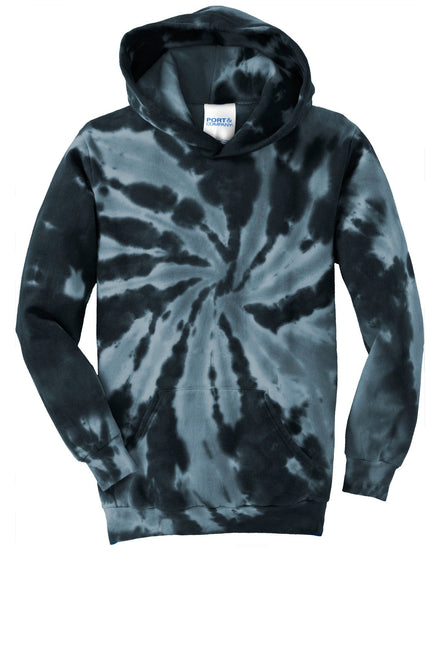 Port & Company Youth Tie-Dye Pullover Hooded Sweatshirt. PC146Y - Black - Union Prints