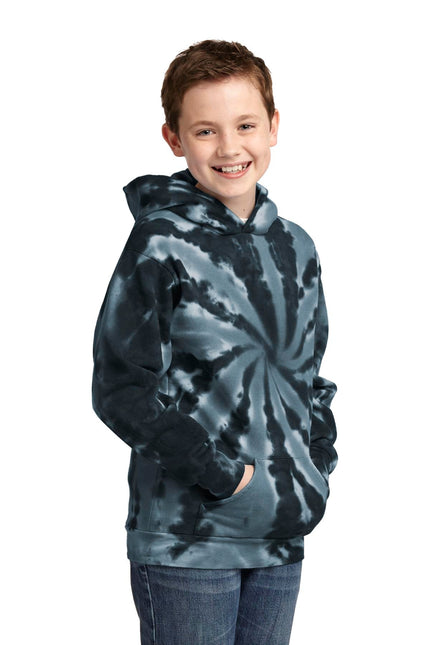 Port & Company Youth Tie-Dye Pullover Hooded Sweatshirt. PC146Y - Black - Union Prints
