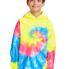 Port & Company Youth Tie-Dye Pullover Hooded Sweatshirt. PC146Y - Neon Rainbow - Union Prints