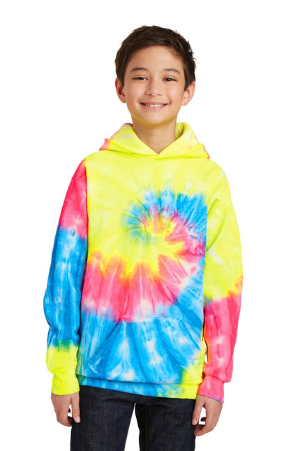 Port & Company Youth Tie-Dye Pullover Hooded Sweatshirt. PC146Y - Neon Rainbow - Union Prints