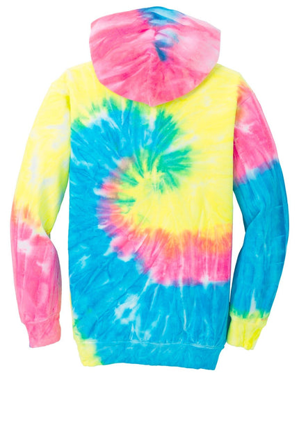 Port & Company Youth Tie-Dye Pullover Hooded Sweatshirt. PC146Y - Neon Rainbow - Union Prints